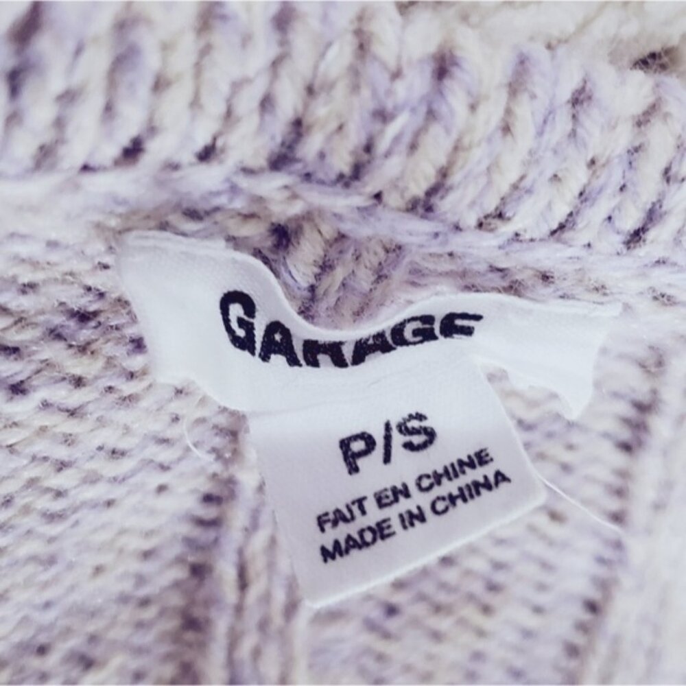 Garage Cotton Knit Ribbed Lilac Cropped Cardigan - Picture 7 of 10